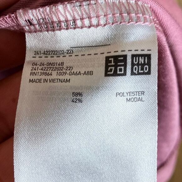 Uniqlo Womens Shirt Pink Drape Short Sleeve Seamless Boat Neck Modal Blend XL - Picture 7 of 12